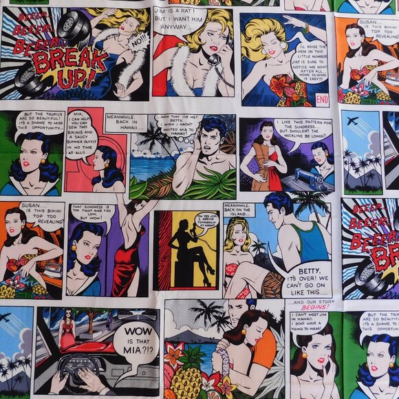 home seeing is easy pop art Roy Lichtenstein comic book Alexander Henry fabric - Picture 3 of 16